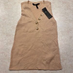 BCBG MAXAZRIA Nude sweater button tank